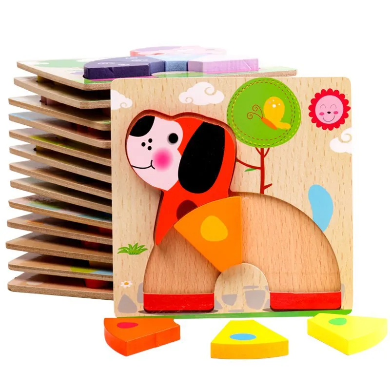 3d Wooden Animal Puzzle Montessori Toy Early Learning Preschool ...