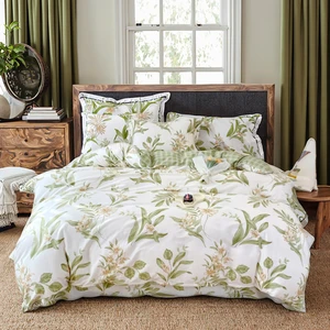 Luxury Modern 100% Cotton Designer Bedding Set Customized Spring Floral Digital Print Quilt Cover Bed Sheet Pillowcase for Home