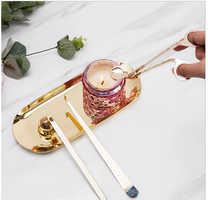 Инструмент для изготовления свечей с гравировкой логотипа на заказ, серебристые, золотистые свечи из нержавеющей стали, ножницы, фитиль, триммер, резак