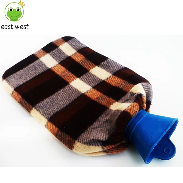 Winter Water Injection Hot Water Bag Popular Checkered Cloth Cover Portable Warm Hands and Feet