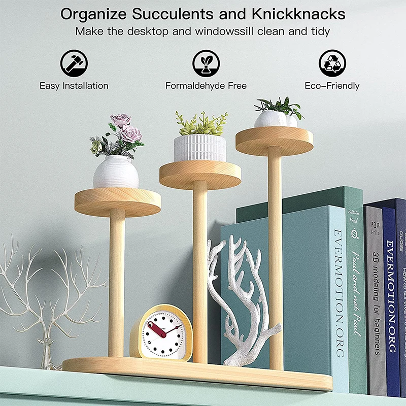 Деревянная подставка для растений деревянная украшена свежим и элегантным