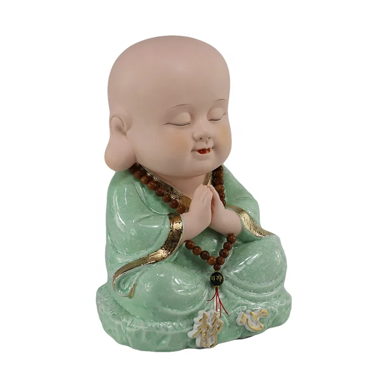 Handicraft Personalized Ceramic Small Buddha Statue Monk Figurines Bouddha Ornament For Sale supplier