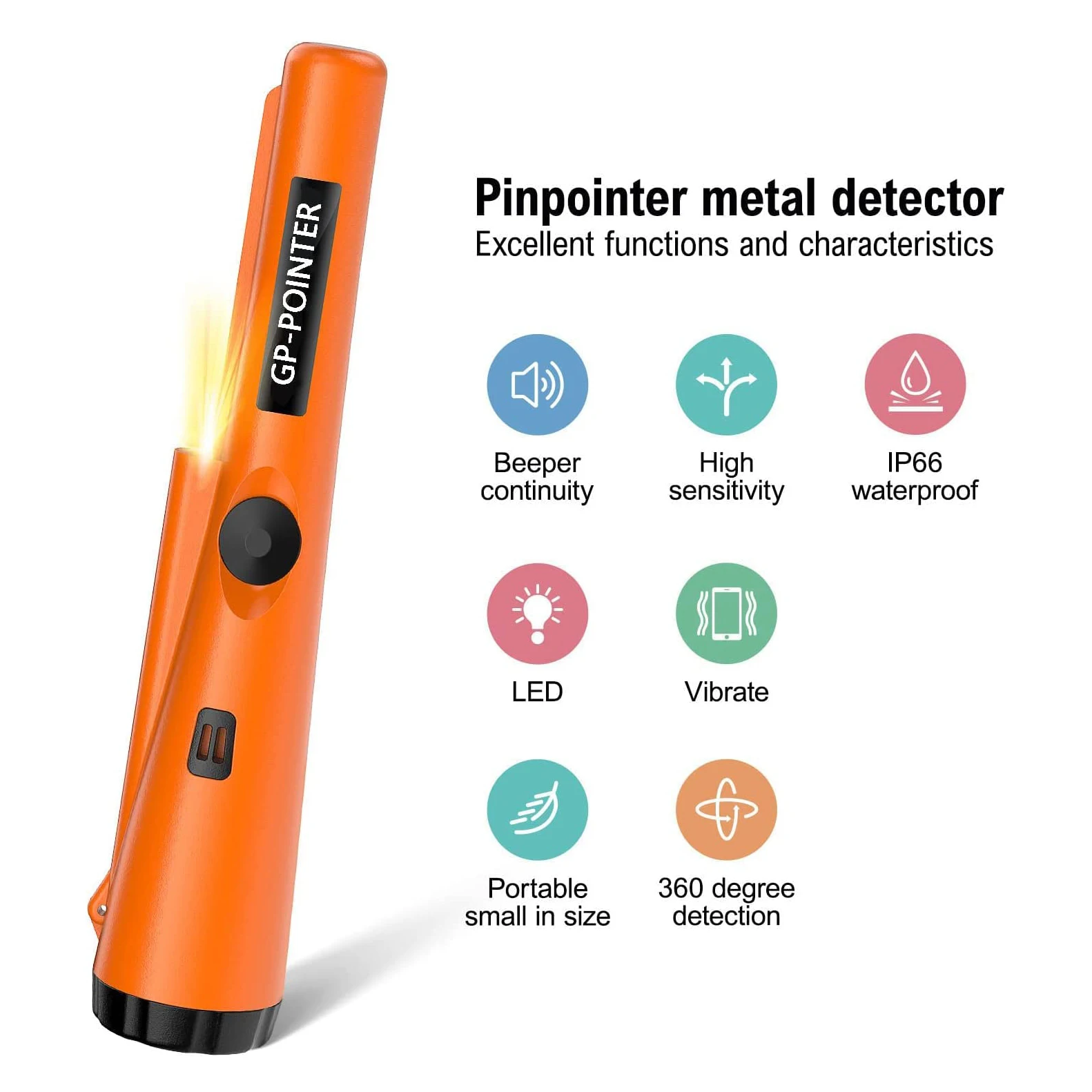 Orange Pinpoint Metal Detector Pinpointer Waterproof Pinpoint Metal Detector Pinpointer ...