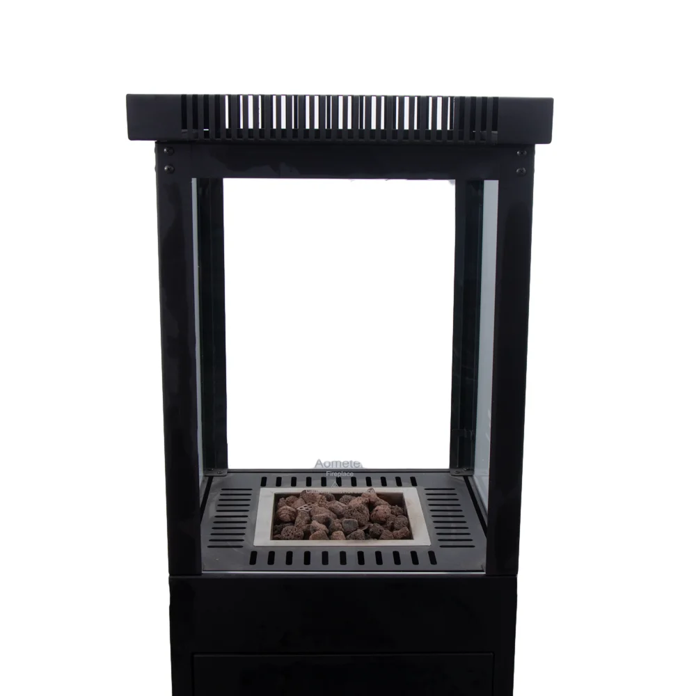 Freely Movable Smokeless Square lpg Gas Fireplace Move Freely Gas Patio Heater Black Outdoor Propane Fire Pit for Garden