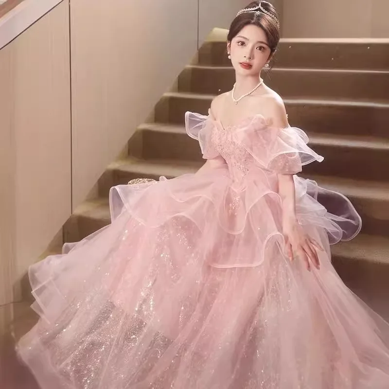 Pink Ball Gown Sweetheart Neckline Empire Waist 3D Patterns Candy Color  Evening Dress For Banquets Coming Of Age Ceremony| Alibaba.com