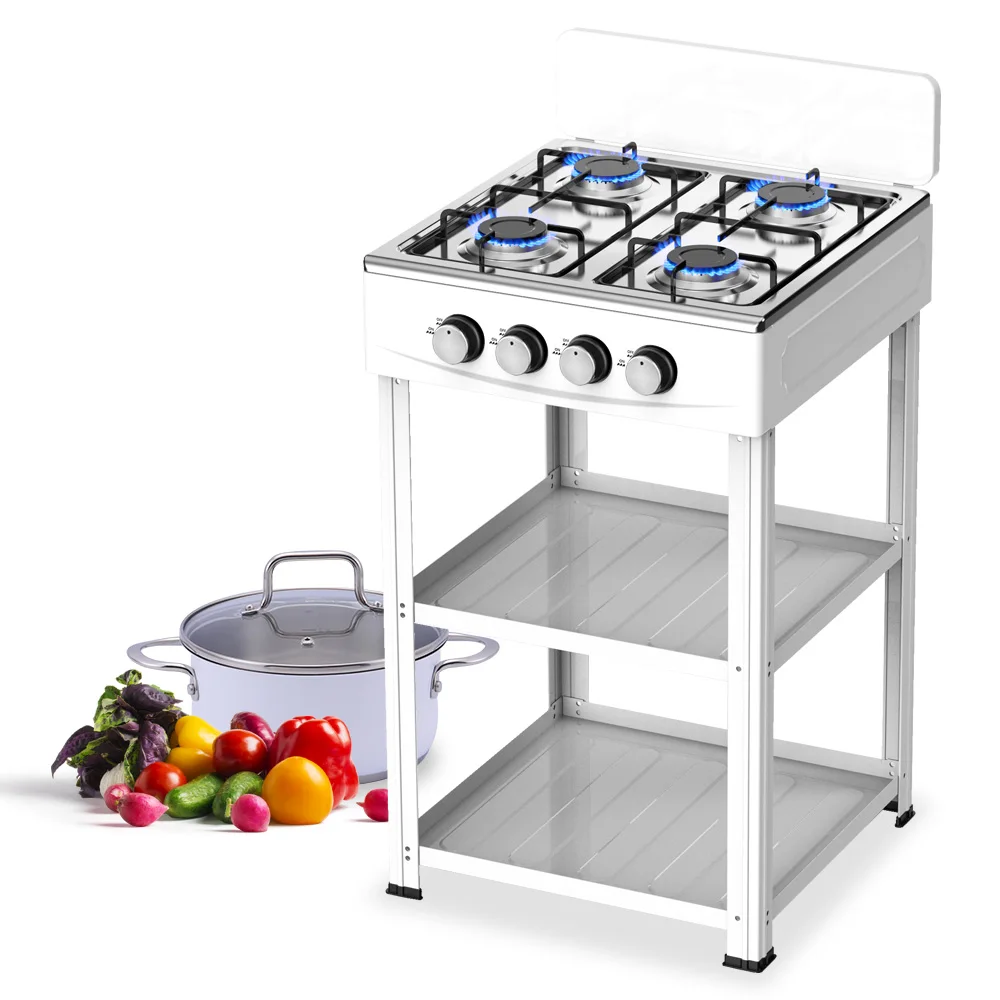 Automatic 4-Burner Tabletop Cooktop Stainless Steel Large Kitchen Stand Gas Stove for Commercial Restaurant Use LP Gas Type