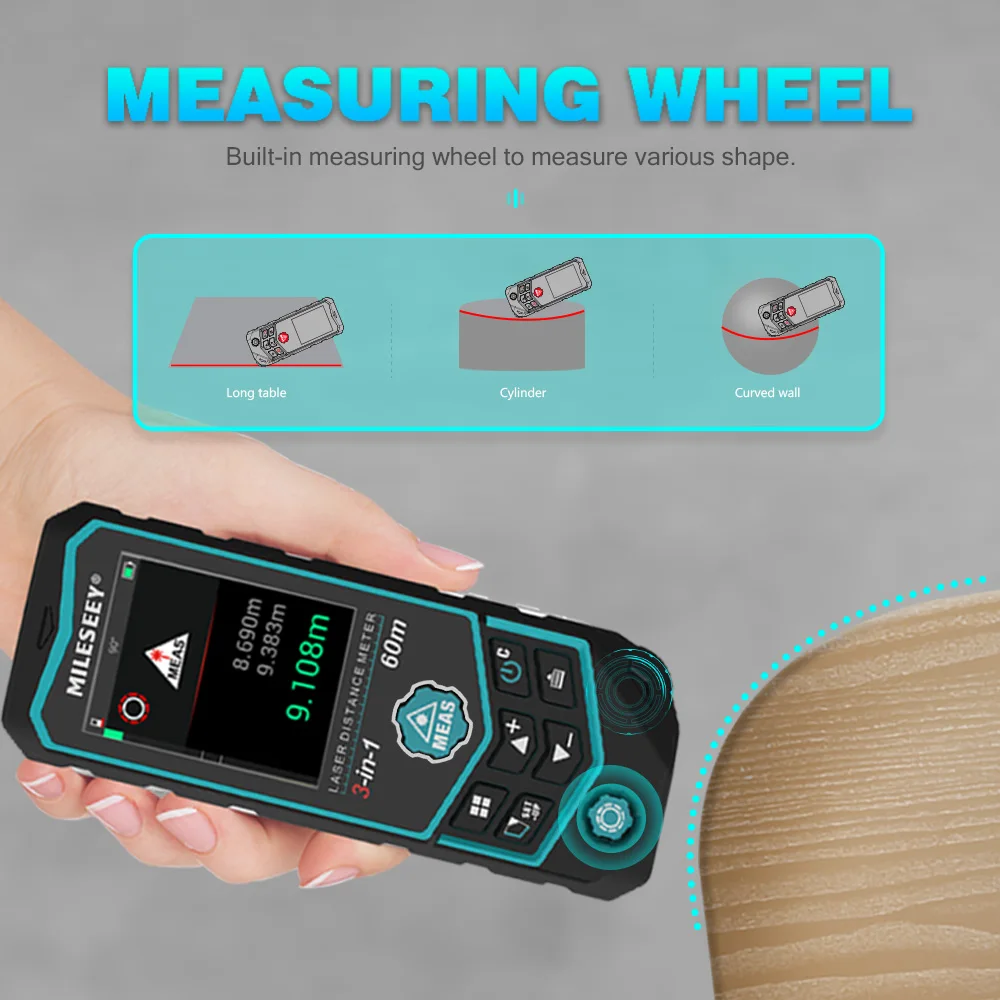 Mileseey R2b Ip65 Roller Measurement Laser Measure Distance Meter Laser ...