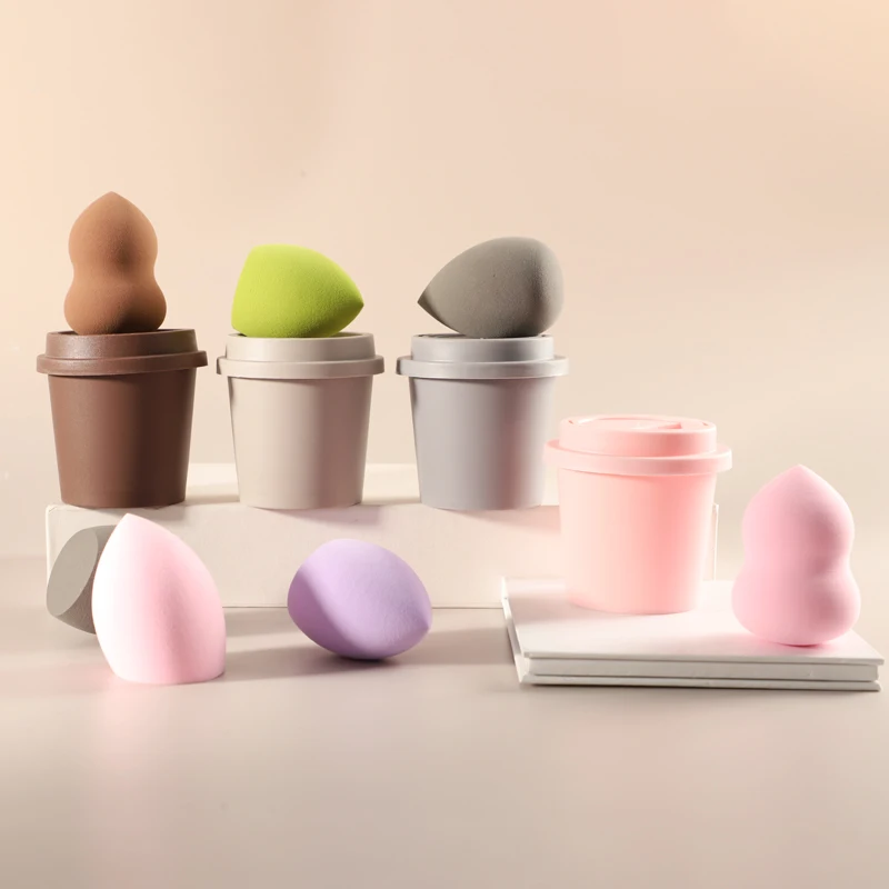 Customizable Beauty Cosmetic Blender Private Label Latex-Free Coffee Cup Makeup Sponge for Enhancing Your Makeup Skills