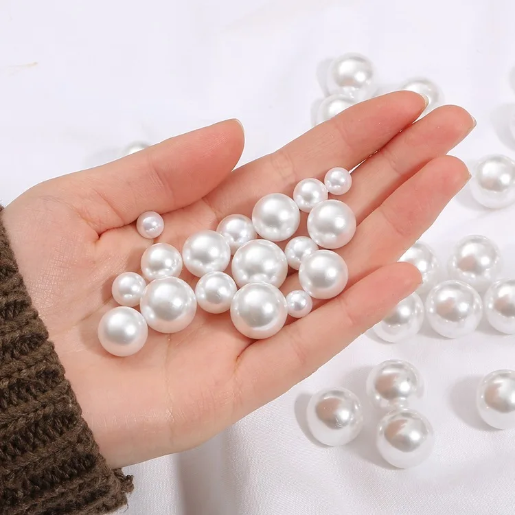 14mm White Pearl Round Beads