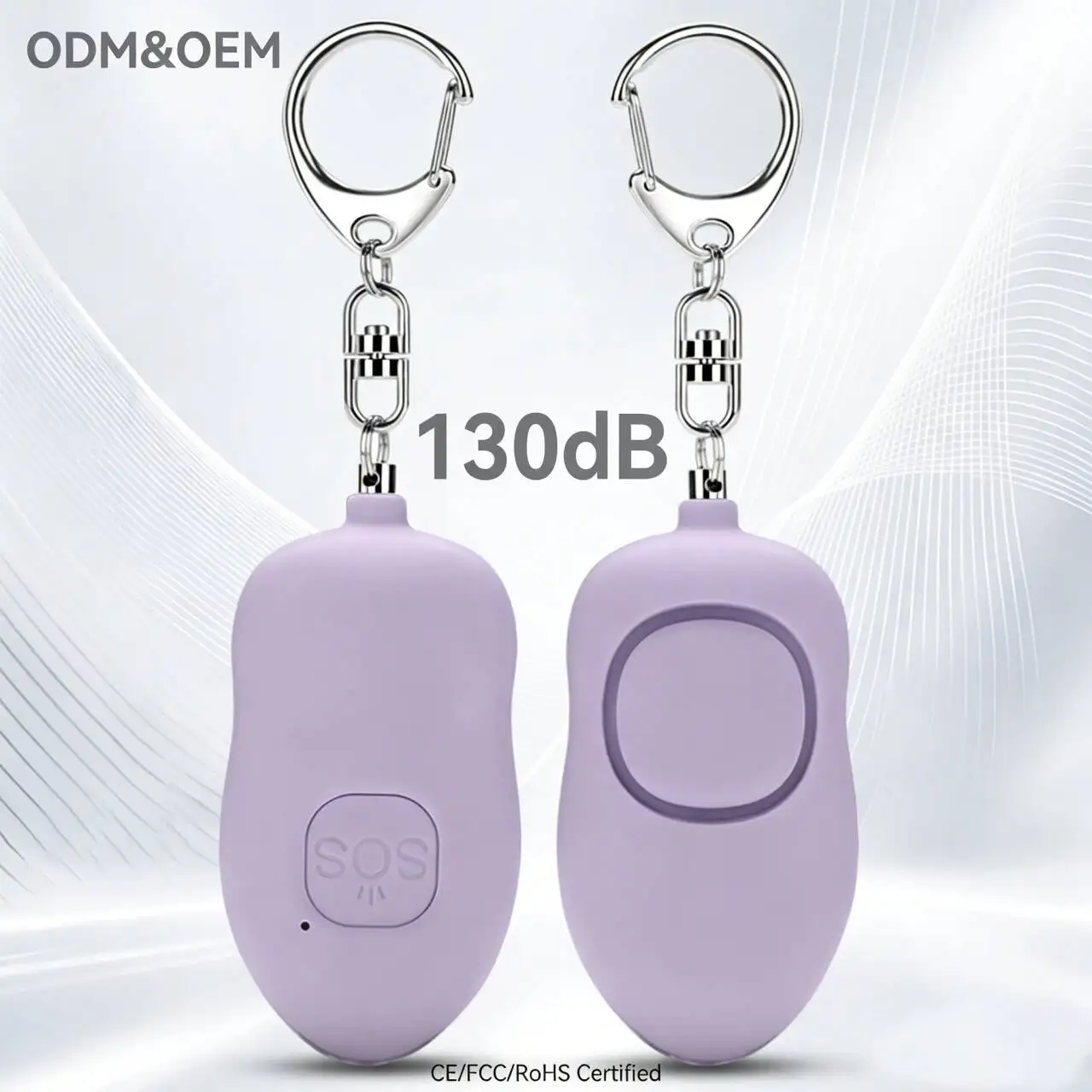 Przenośna, akumulatorowa osobista syrena alarmowa o mocy 130 dB z kluczykiem, latarką LED i ładowaniem przez port USB typu-C – przeznaczona dla kobiet, dzieci i osób starszych, funkcja awaryjnego SOS