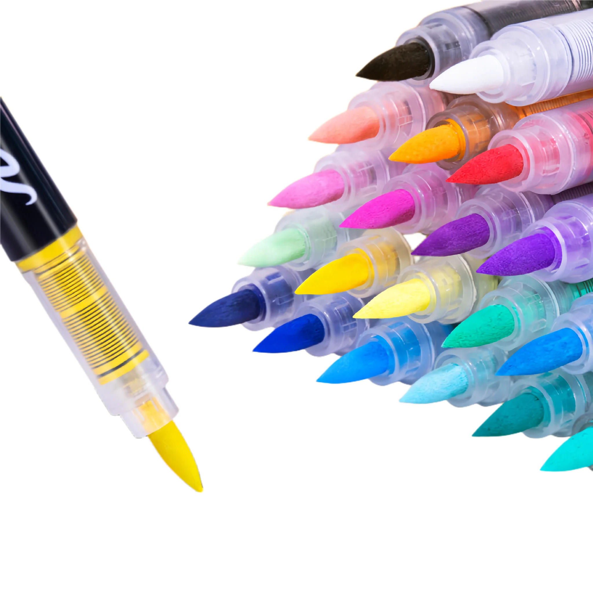 Automatic Ink Acrylic Marker 12 18 36 48 60 Color Soft Head Brush Student Art Diy Hand Drawing Doodle Pen Stationery Set