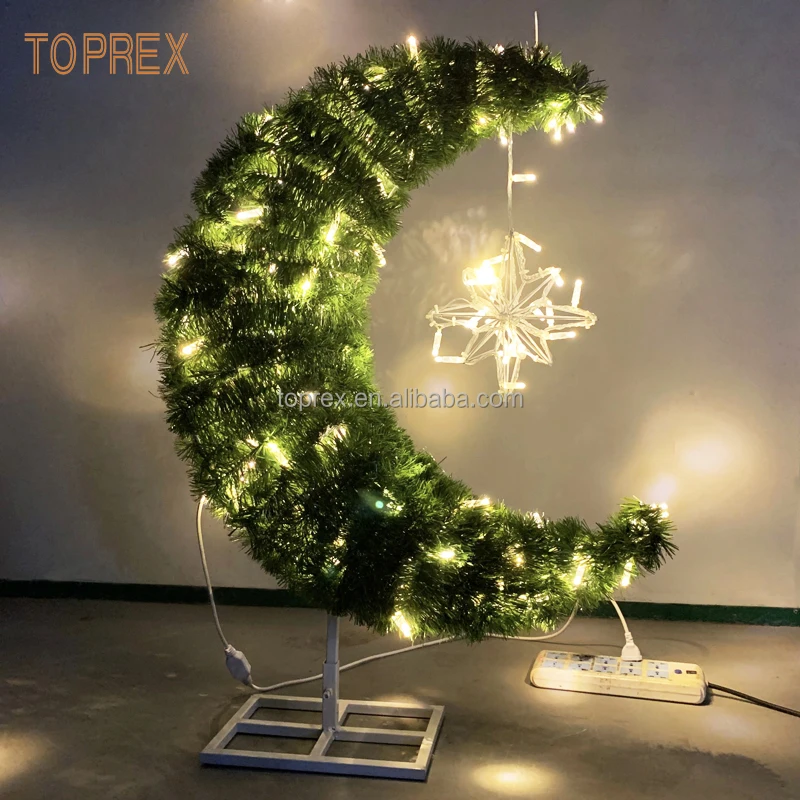 Albero Lunare LED 90 Luci Bianco Caldo - Decorazione Ramadan Eid Con Luna E Stella