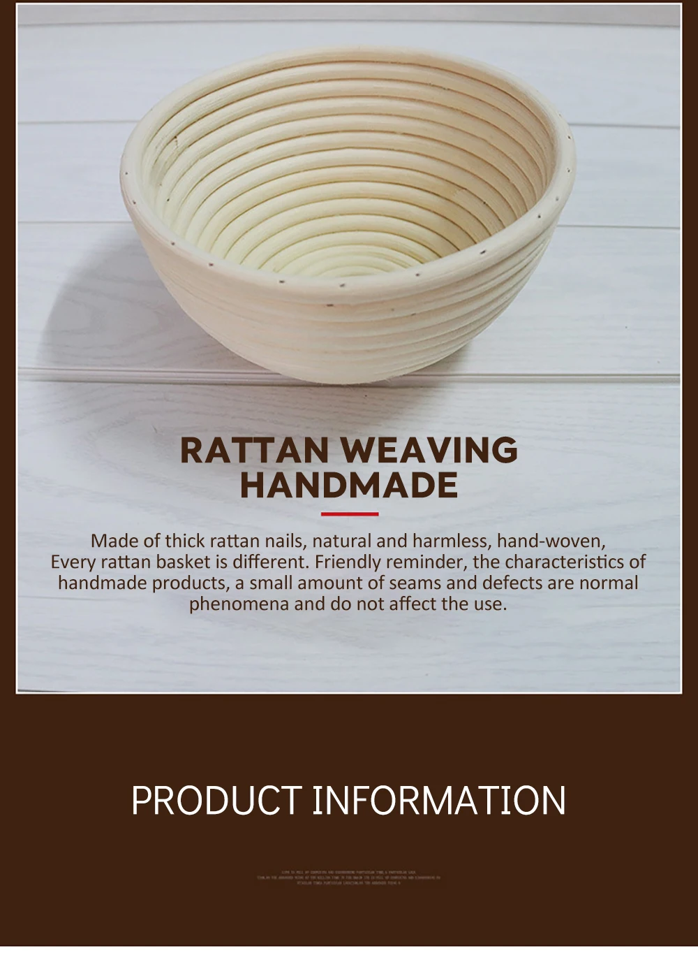 Round /oval Natural Rattan Fermentation Basket Bread Dough Wicker