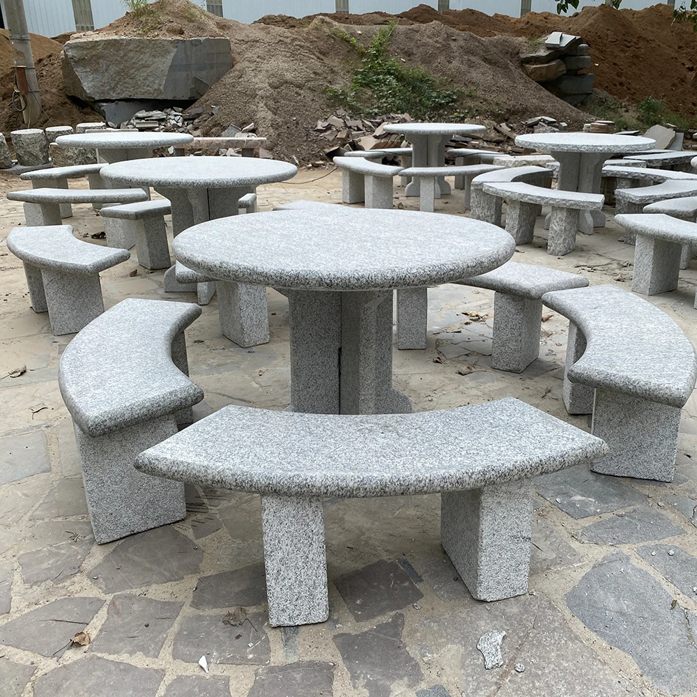 Outdoor Decoration Stone Chair Carving Table and Bench Stone Garden  Furniture