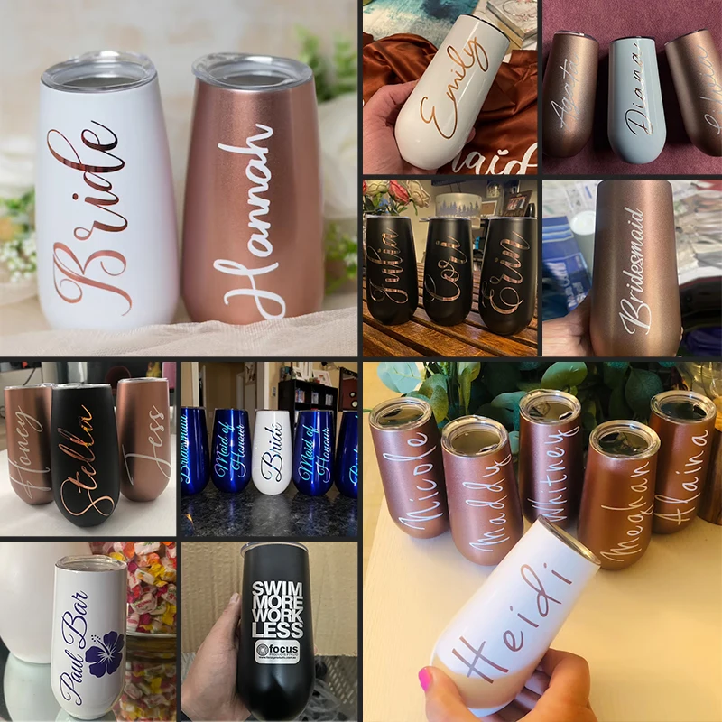 В наличии стальной стакан для шампанского с изоляцией под заказ металлические белые канавки для шампанского стакан для подружки невесты для свадьбы