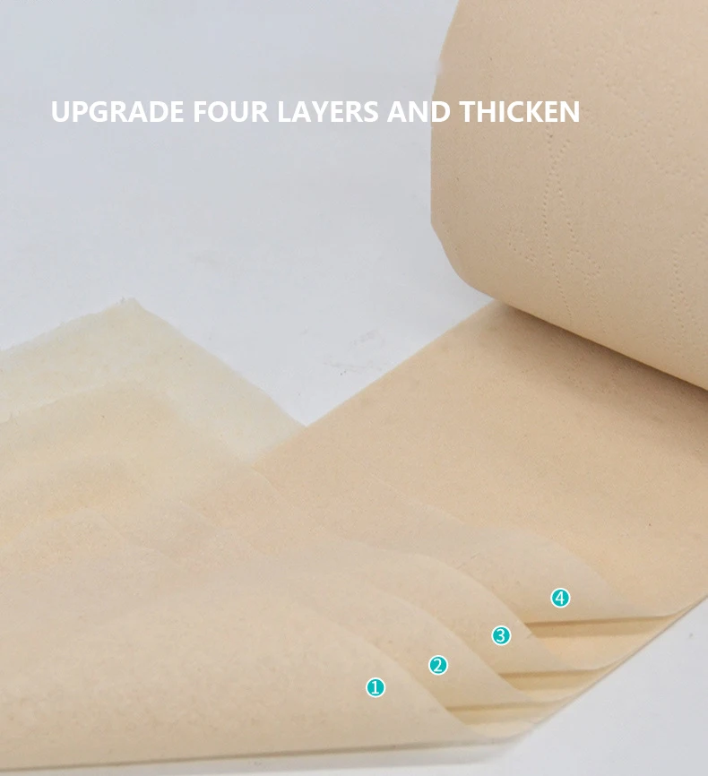 Factory Price Toilet Tissue Paper Roll Bamboo Pulp 3ply Standard Roll