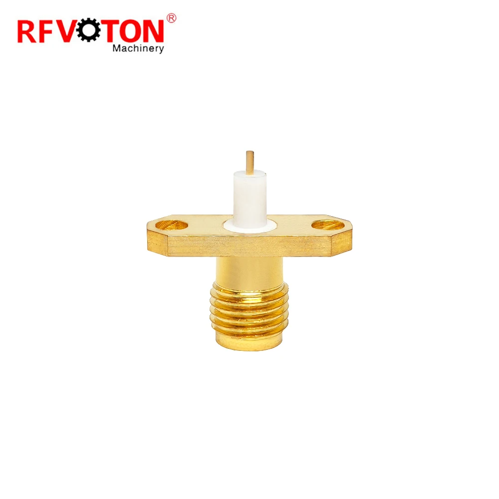 Factory Price Sma Female Jack Hembra 2 Hole Flange Panel Rf Coax Coaxial Connector Copper Brass in Stock Rohs