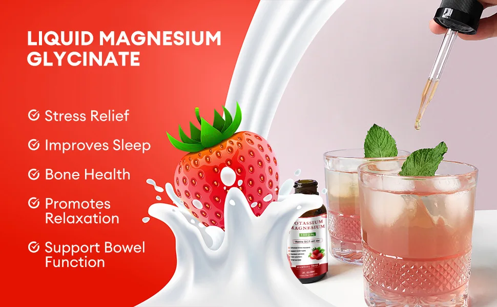 Potassium Magnesium Glycinate Liquid Drops Strawberry Potassium ...