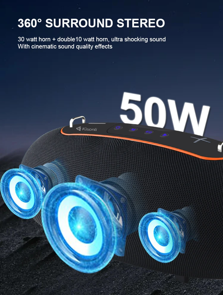 Kisonli K8 Professional Blue Tooth Speaker Custom logo Big Portable Speaker with 50W