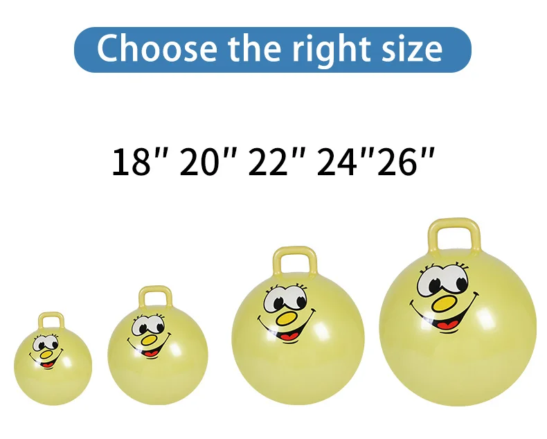 22 Inch Rainbow Color Hopper Ball with One Handle for Kids