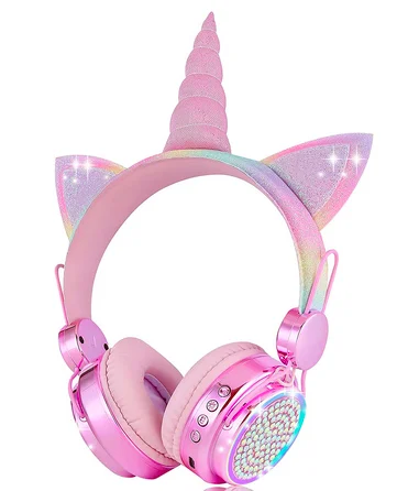 2024 New Foldable  Light up Color Change LED Wireless Unicorn Headphone
