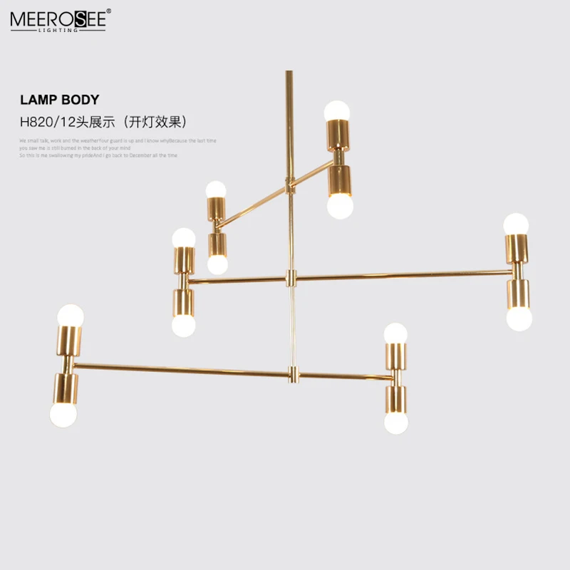 MEEROSEE Creative Restaurant Pendant Lamp Loft Lobby Hanging Lamp Gold Iron Pendant Light MD86756