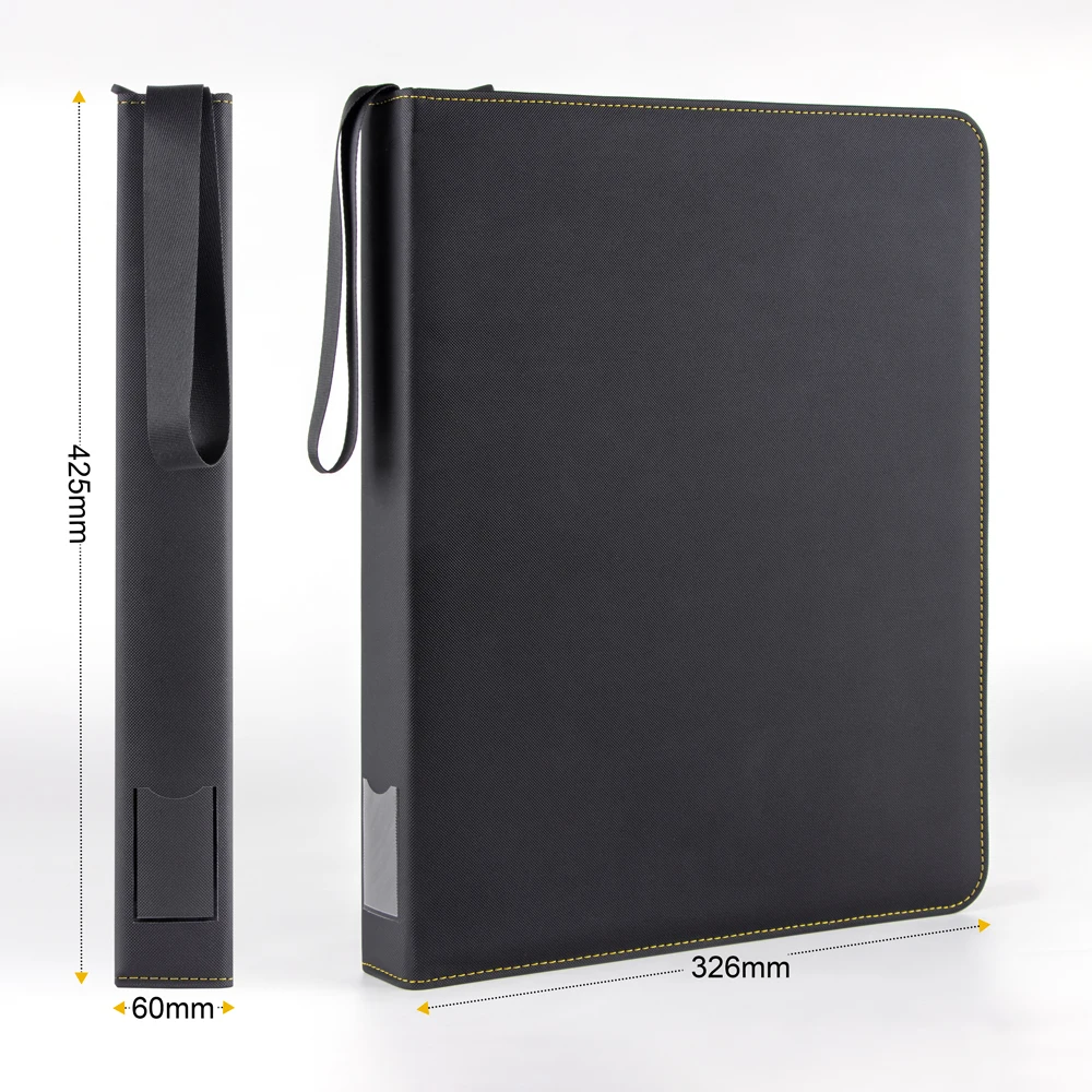 leather trading card binder Custom PU 4/9 Pockets with Zipper Closure The 9 pocket pages allow you to easily view and access your cards Leather Sports Card Binder -