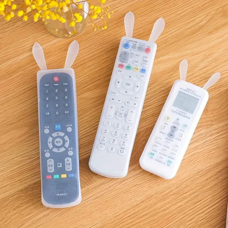 Rabbit Ear Silicone Dustproof Protective Case Sheath Transparent Remote Control Cover for TV Air Conditioner Remote