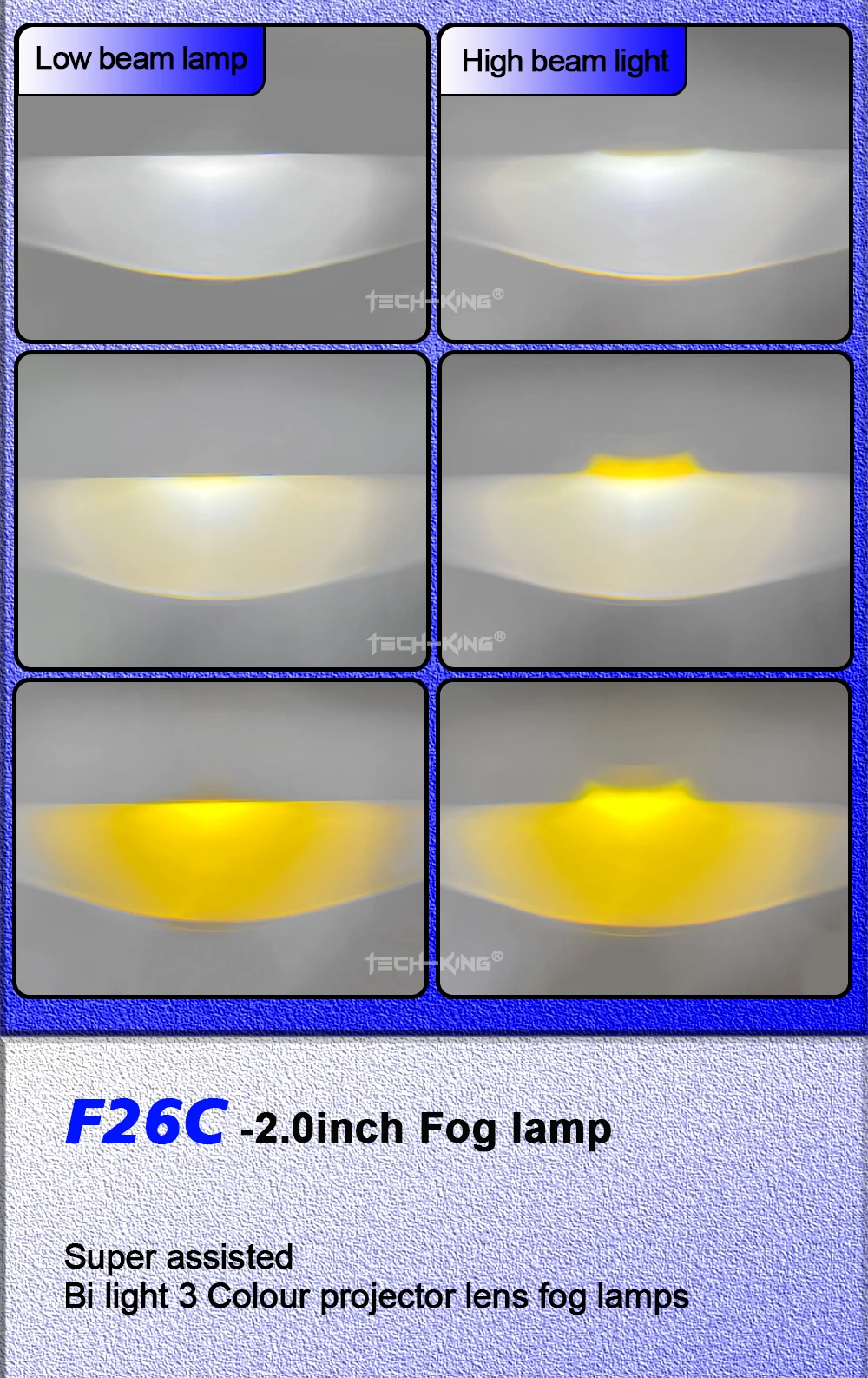 Universal 3 colors 2 inch 80W Bi LED projector lens fog lights Retrofit kit For Toyota For Nissan For Honda laser fog light