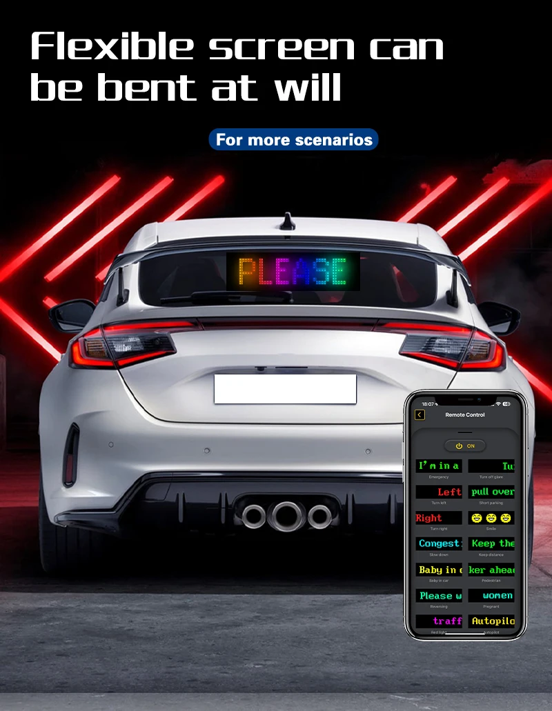 Smart Led Sign App Control Car Sign Flexible And Scrolling Led Matrix