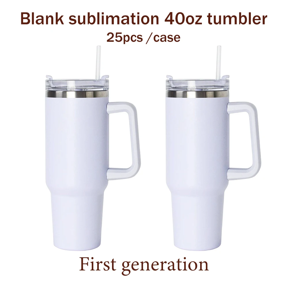 40oz Sublimation Blank WHITE ROUGH GLITTER Tumbler with handle, 40