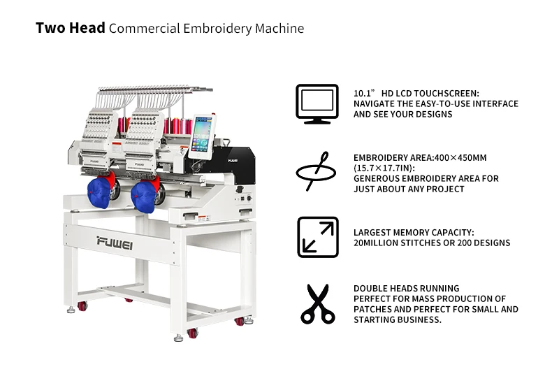 Fuwei Machine Fuwei 2 Heads Computerized Embroidery Machine - Commercial