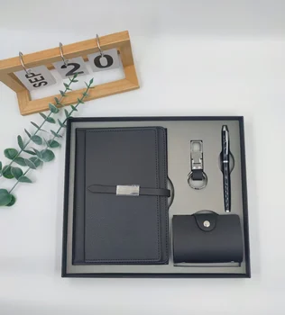 A5 Business Notebook Set with 100 Sheets PU Leather Cover Pen Flash Drive Seam Binding Conference Enterprise Gift Box