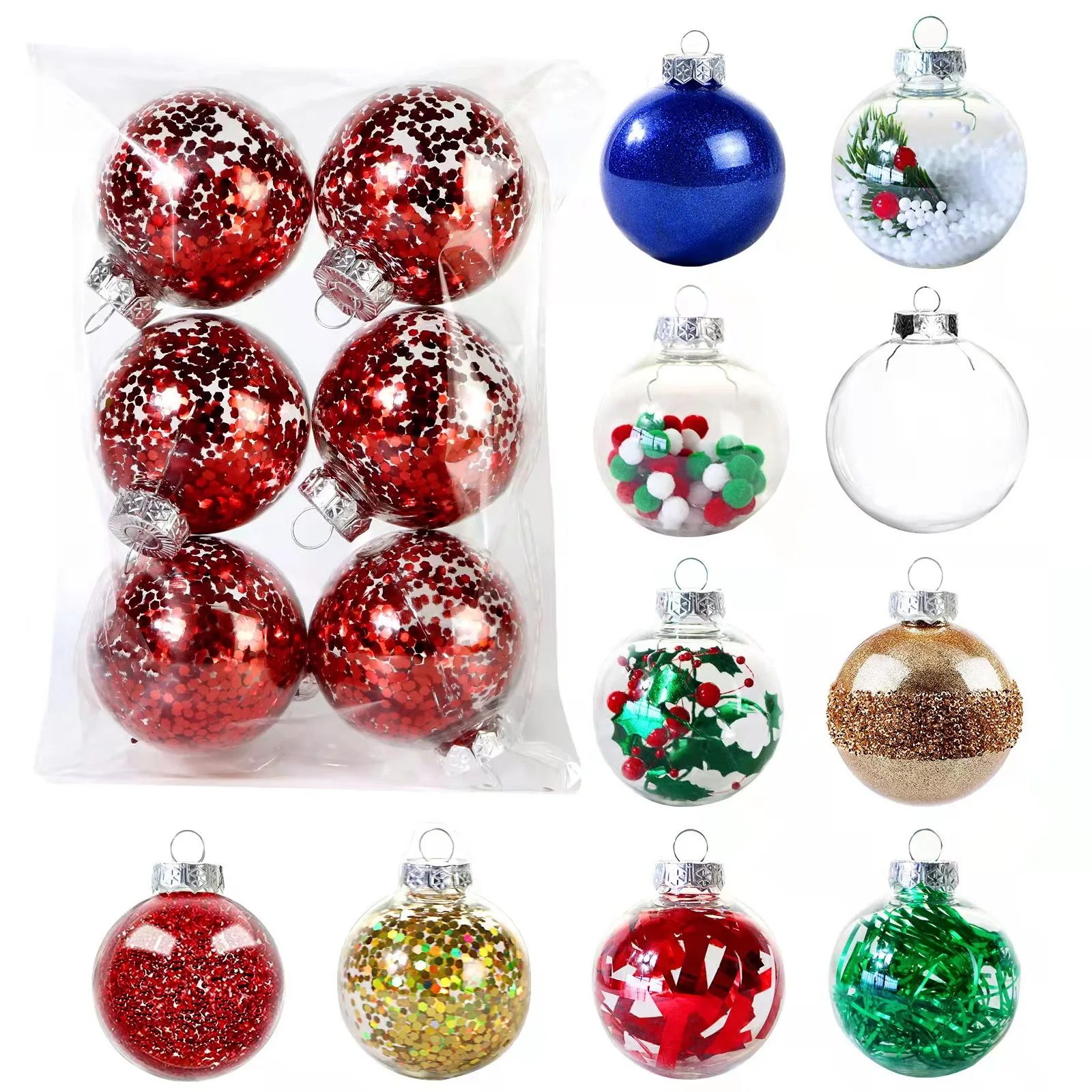 Christmas Transparent Ball 6 Pcs/bag Christmas Trees Open Ball Box ...