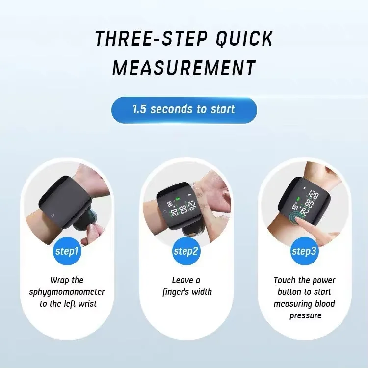 Automatic Electric Wrist Blood Pressure Monitor with Touchscreen LED Display Accurate Memory Function for Home Use