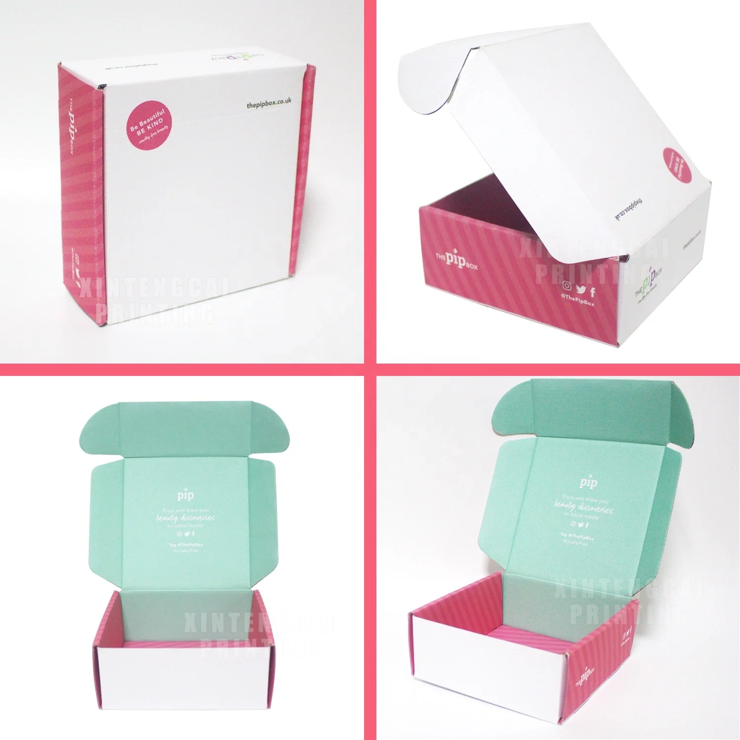Free Design Pink Corrugated Paper Printed Custom Logo Lipstick  / Face Mask Packaging Box, Shipping Box Mailer Box Manufacturer