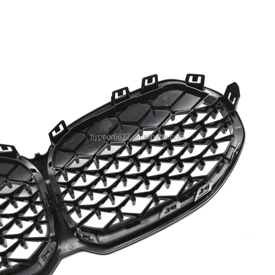 product tiypeor kidney grille for bmw 1 series f40 2019 hatchback m performance sport competition diamond grille full black silver-6
