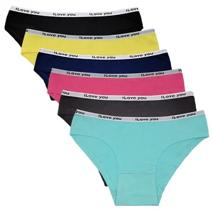 Women's Soft Cotton Panties Everyday Hipster Underwear Plain Dyed Technics Solid Pattern Knitted Weaving Logo Waist
