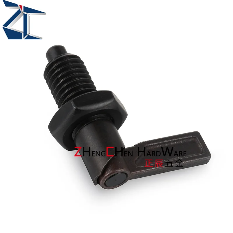 product high quality black carbon steel l handle self locking pull knob indexing plunger with plastic sleeve-60