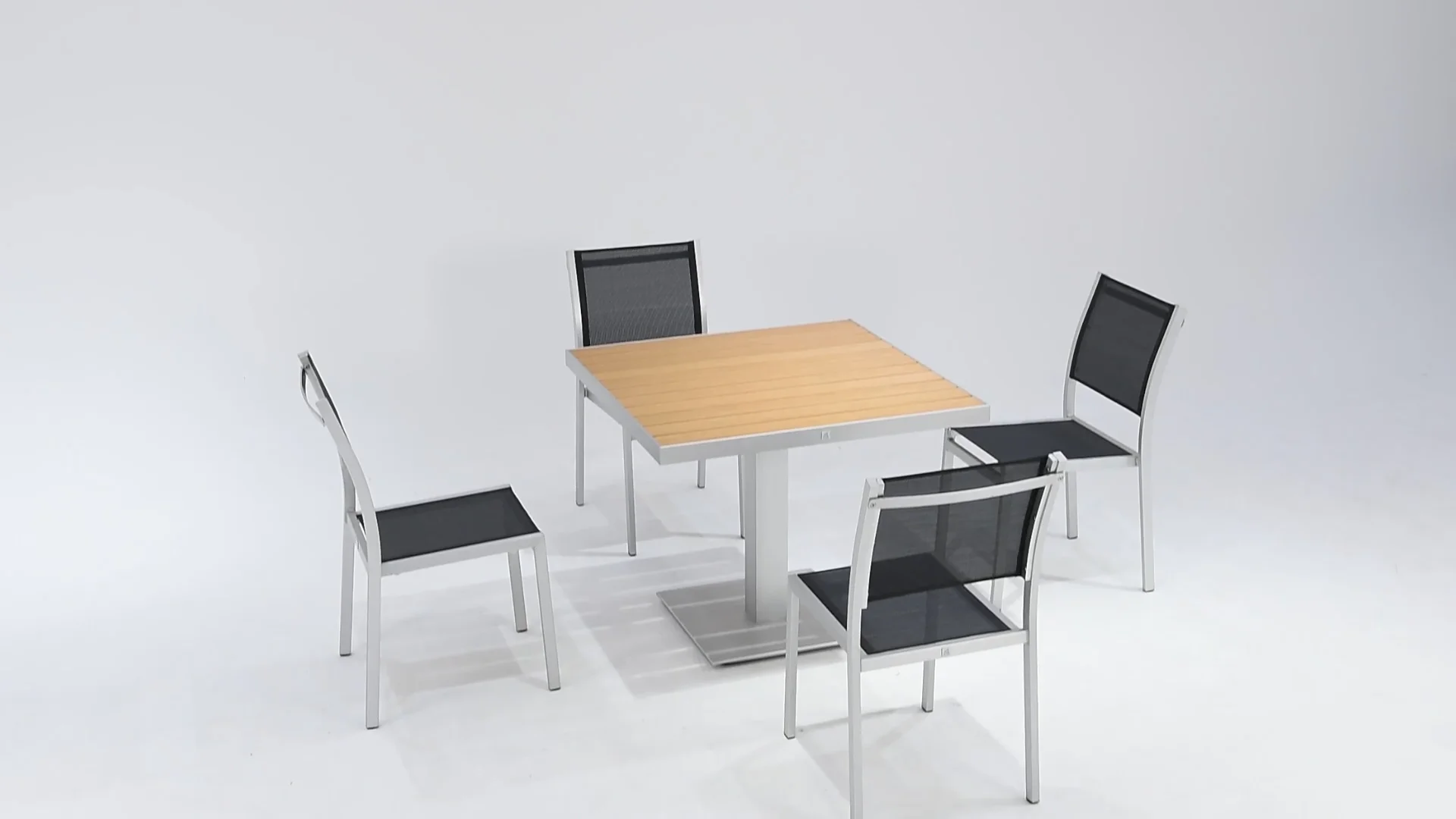 Coets Brushed Aluminum Frame Teak Color Plastic Wood Top Outdoor Furniture Outdoor Table And