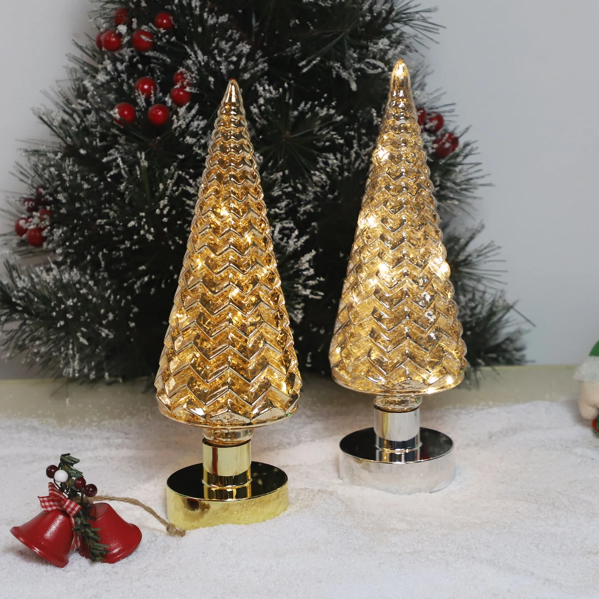 high quality christmas glass ornaments wholesale table top christmas holiday time tree decorations led lights