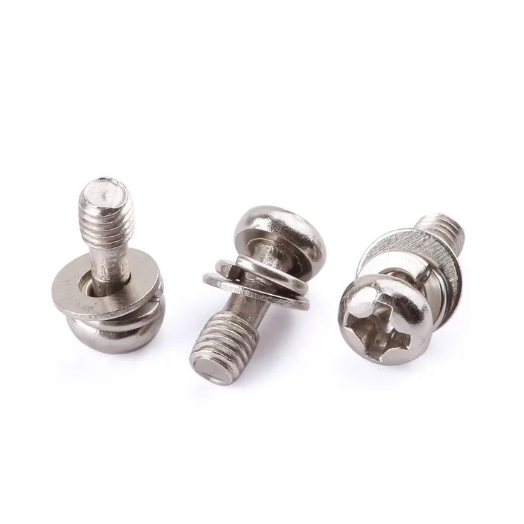 Customization fasteners phillips pan head spring washer flat gasket carbon steel machine screws