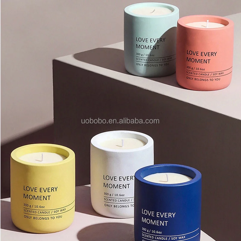 Wholesale  Stock  Elegant Fast  Custom Logo Printed Concrete Colorful Candle Jars for Home Decor