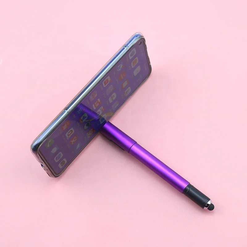 Multifunctional 4 in 1 Phone Holder Stylus Light up Pen with Company logo