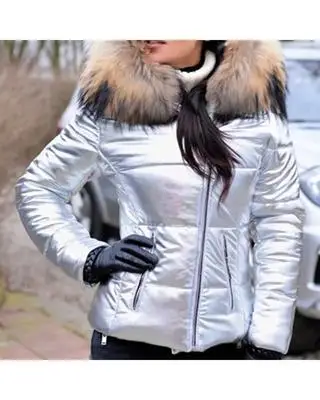 Chaqueta de invierno Mujer Manga larga Abrigo cálido Moda Cremallera Sólido  Cuello de pie Lujosas Chaquetas de felpa Ropa exterior Ropa de mujer