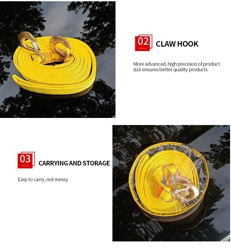 Yellow Car Vehicle Heavy Duty Recovery Rope 20,000 Lbs Capacity Tow ...