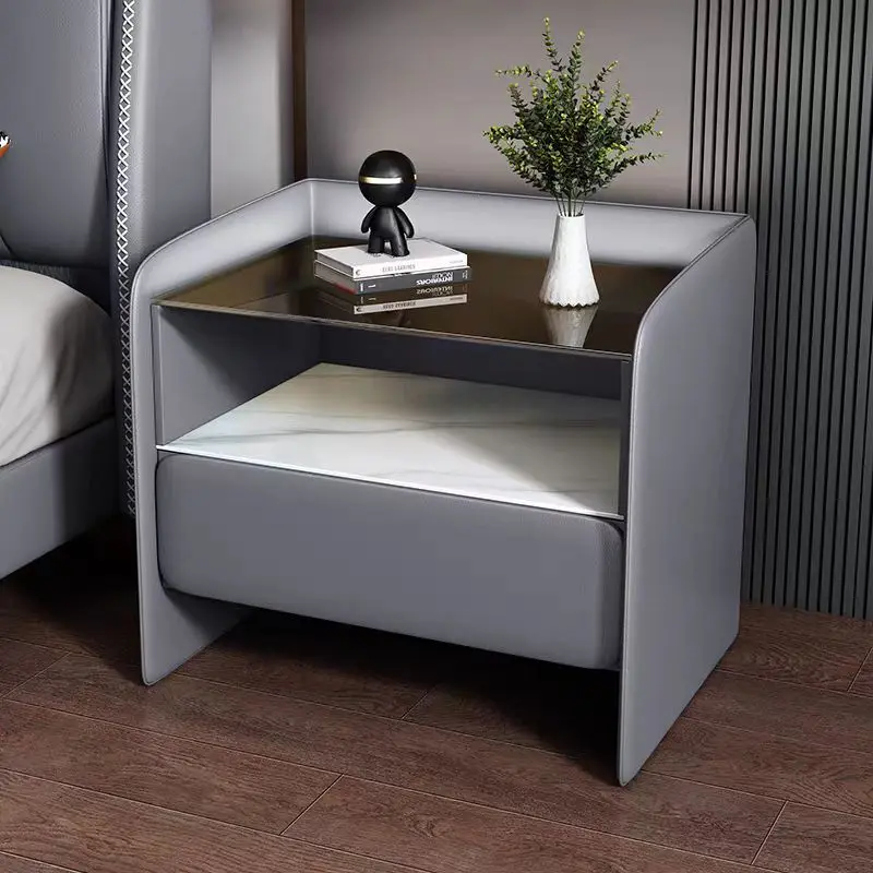 Floating Smart Bedside Table with Wireless Charging Station 3 Color LED Lights USB Port 2 Drawer Storage Cabinet for Bedroom