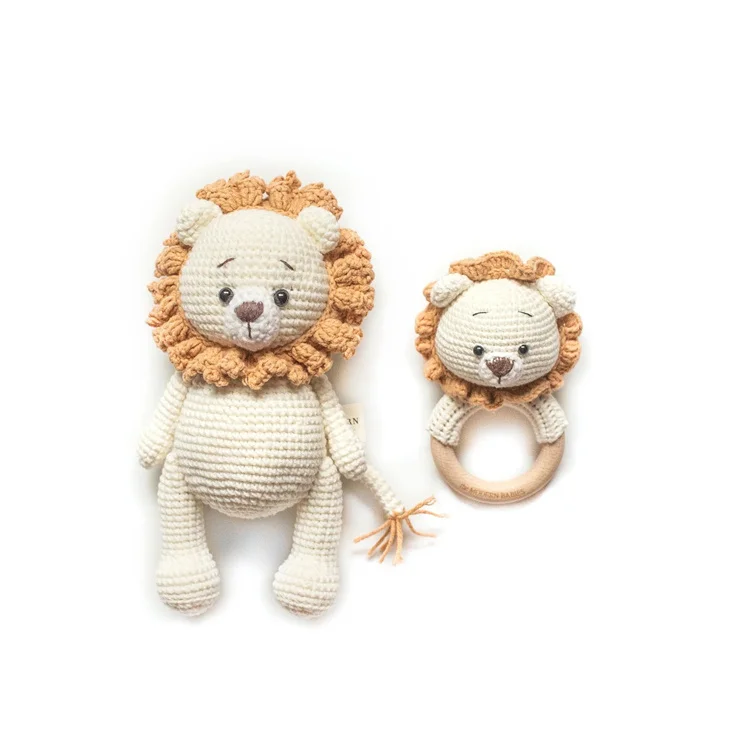 Lion Amigurumi Baby Gift Set Crochet Animal Doll Organic Cotton Crochet ...