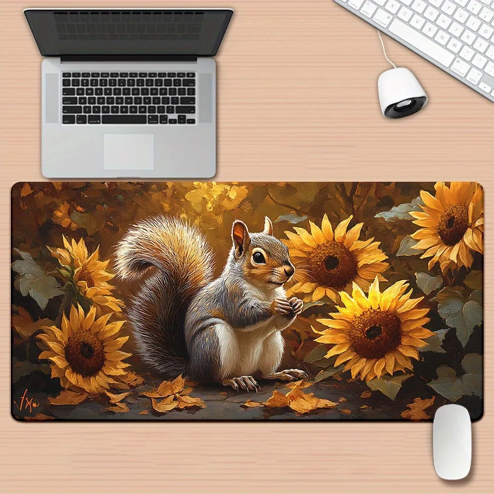 Squirrel in Sunflowers Beautiful Stylish PC Gaming Mouse Pads Gamer Mats Teclado Ergonom aperçu 6