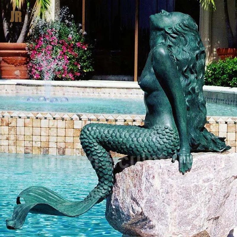 Bownew Dog Mermaid Figurines Outdoor Garden Statues Resin Animal Theme Decorations for Home Bathroom and Patio 